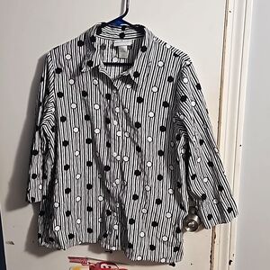 Black and White Alfred Dunner Blouse, Size L